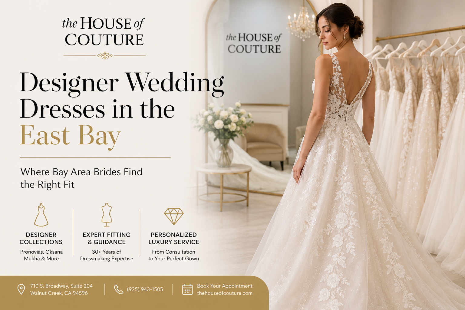 Designer Wedding Dresses in the East Bay: Where Bay Area Brides Find the Right Fit