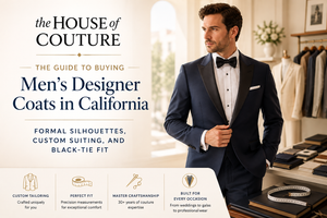 The Guide to Buying Men’s Designer Coats in California: Formal Silhouettes, Custom Suiting, and Black-Tie Fit