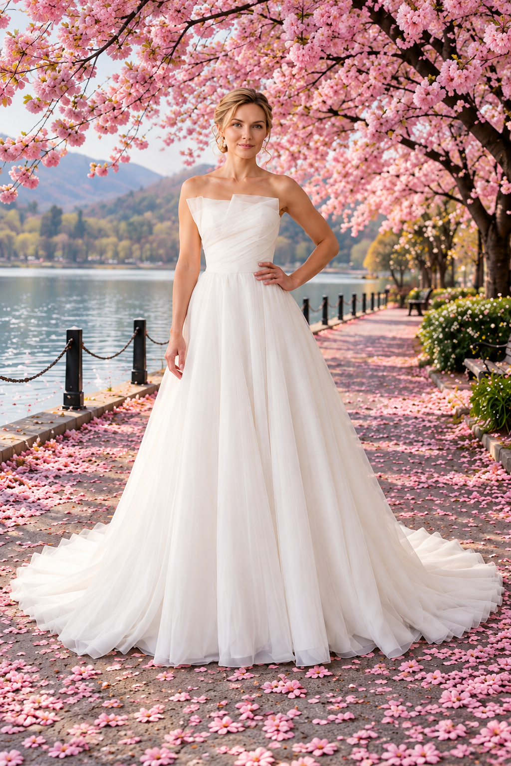 Organza A-Line Wedding Dress with Pockets