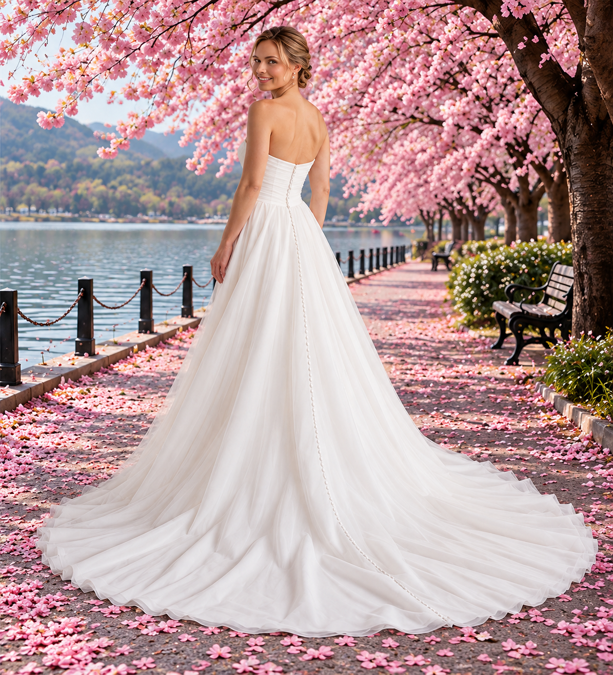Organza A-Line Wedding Dress with Pockets