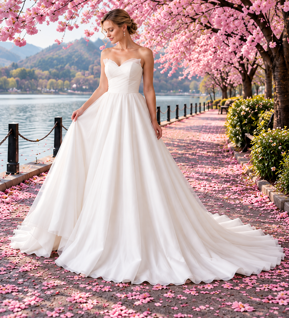 Organza A-Line Wedding Dress with Pockets