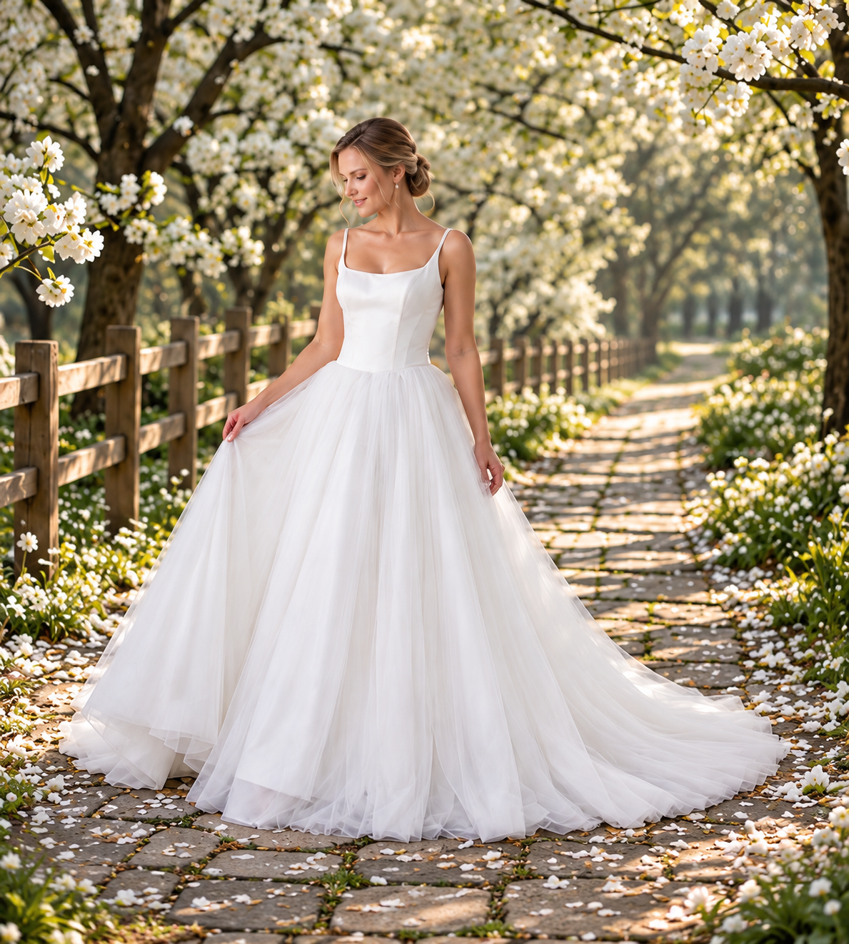 Satin and Tulle Ballgown Wedding Dress